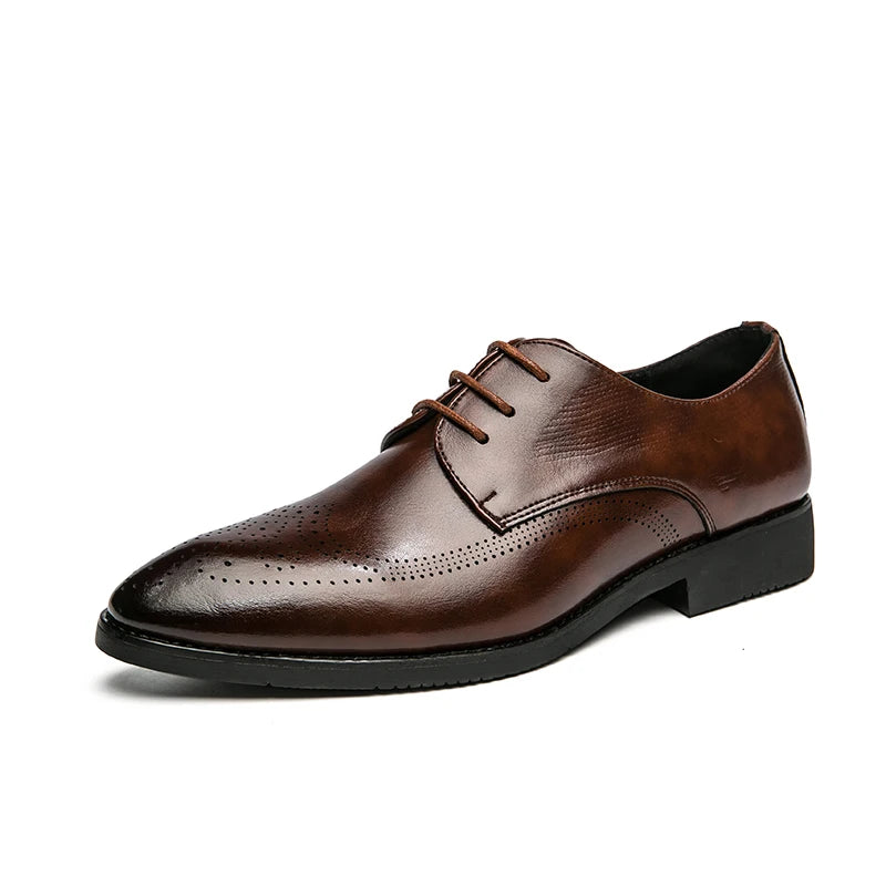 Men's Pointed Toe Business Shoes Leather Dress Italian Oxfords Comfortable Slip-On Anti-Slippery Breathable for Office & Career