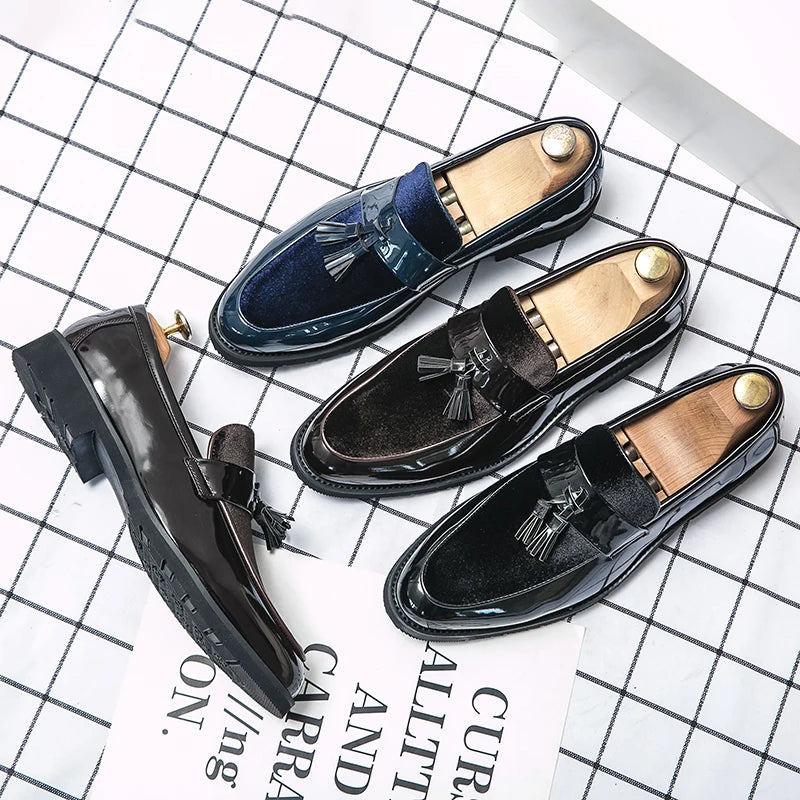 Men's Pointed Toe Suede Leather Oxfords Casual Dress Shoes Comfortable Breathable Slip-On Loafers for Business And Office