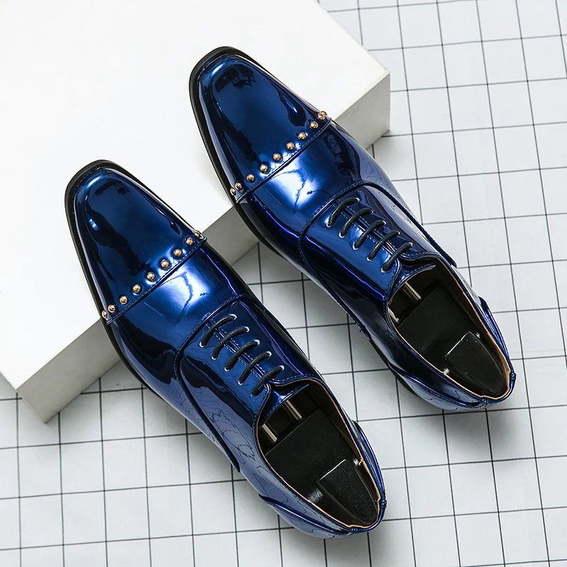 Men's Gold Leather Oxfords Business Shoes Slip-On Anti-Slip Breathable Comfortable Dress Shoes for Office & Career
