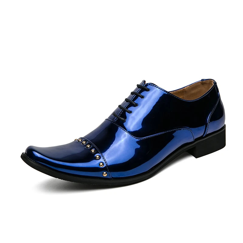 Men's Gold Leather Oxfords Business Shoes Slip-On Anti-Slip Breathable Comfortable Dress Shoes for Office & Career