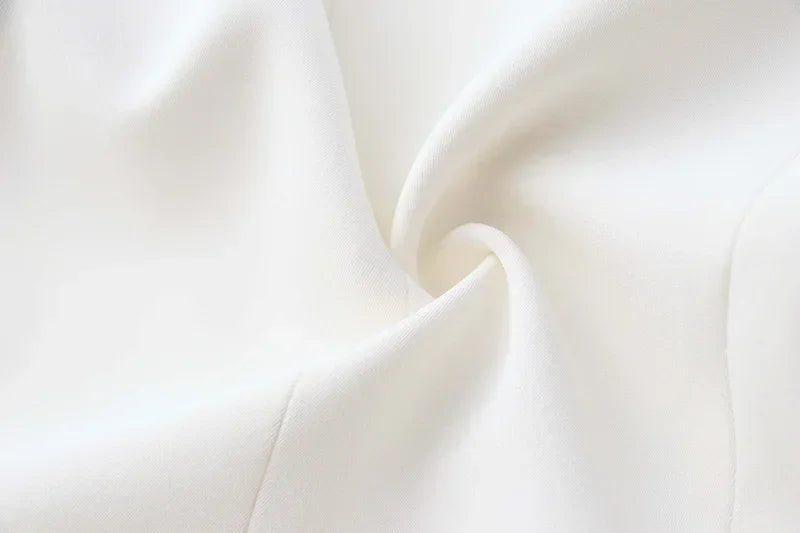Women's White Black Pocket Blazer High Stretch Oxford Cotton Single Breasted Classic Style Office Blazer for Middle Age