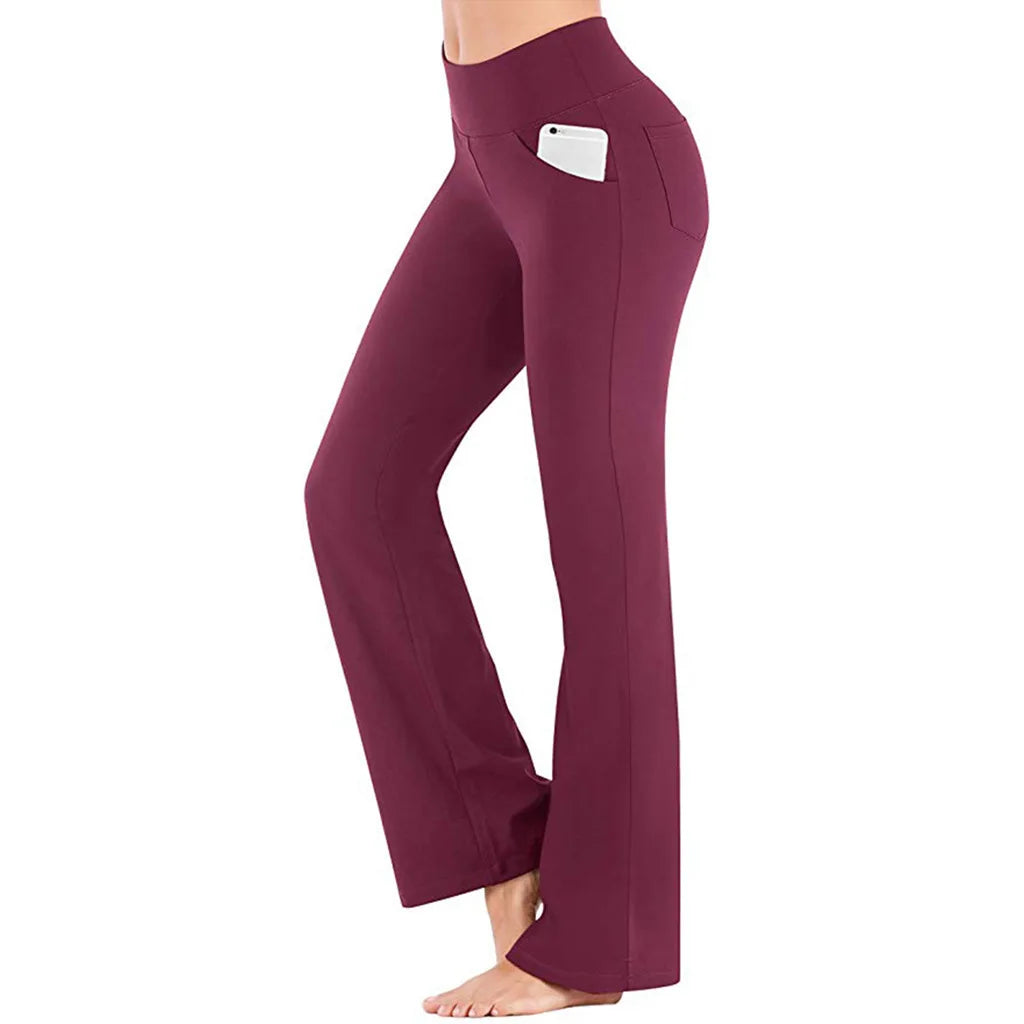 Elegant High-Waist Palazzo Pants for Women Flared Wide-Leg Trousers Solid Color OL Career Wear Killer Style Full-Length Polyester