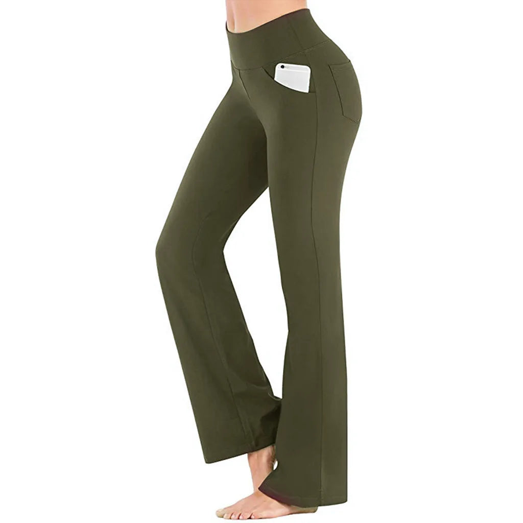 Elegant High-Waist Palazzo Pants for Women Flared Wide-Leg Trousers Solid Color OL Career Wear Killer Style Full-Length Polyester