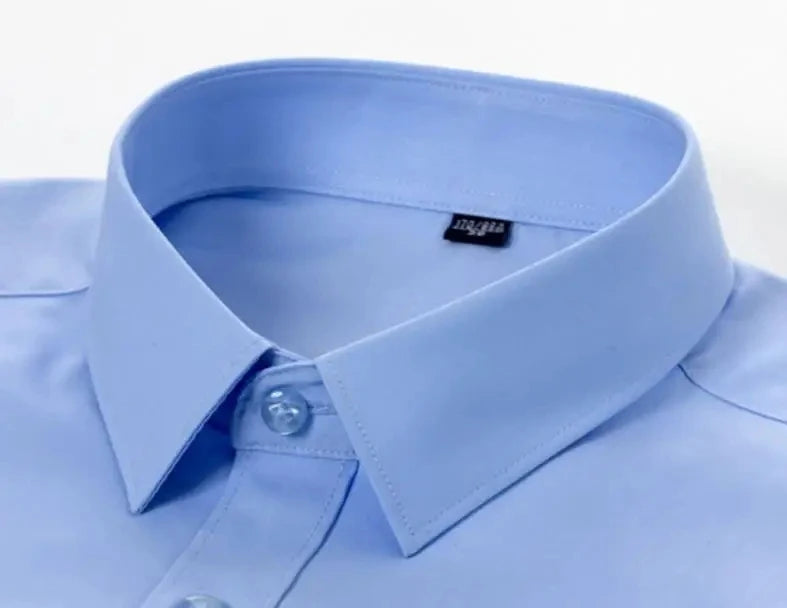 Men's Bamboo Fibre Stretch Casual Business Shirt Short-Sleeved Anti-Wrinkle Solid Colour Formal Top 6XL Smart Casual Fashion