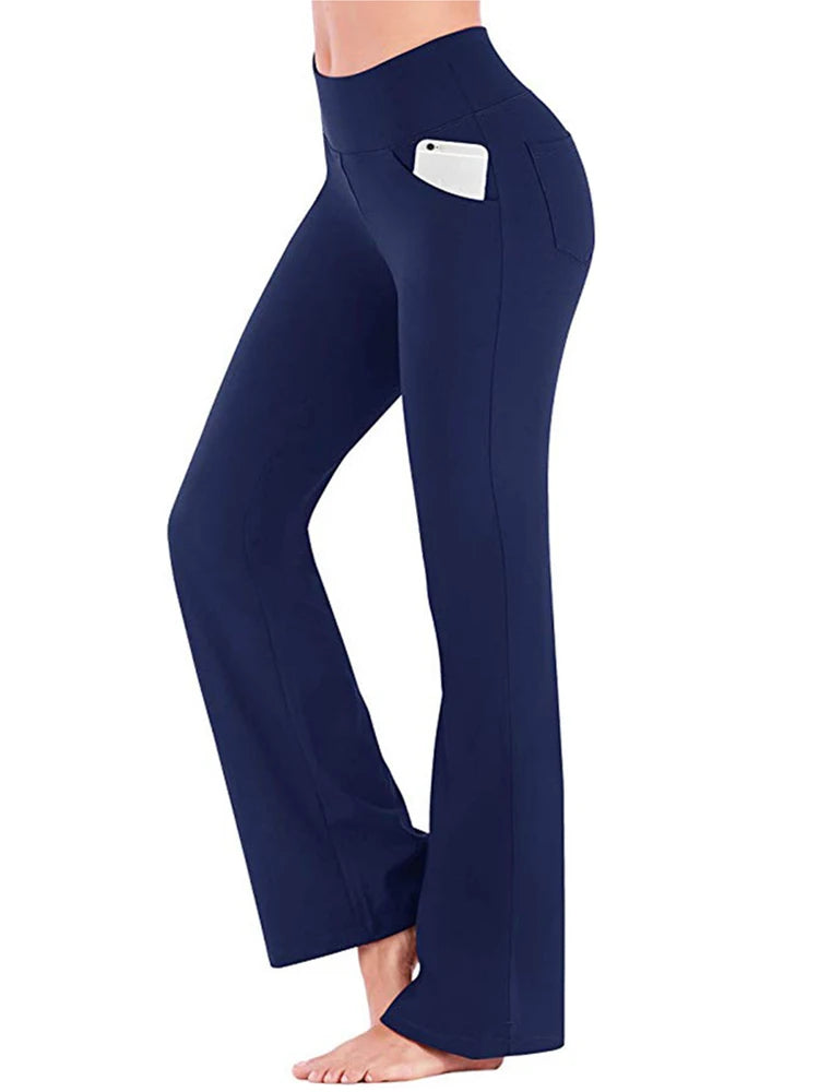 Elegant High-Waist Palazzo Pants for Women Flared Wide-Leg Trousers Solid Color OL Career Wear Killer Style Full-Length Polyester