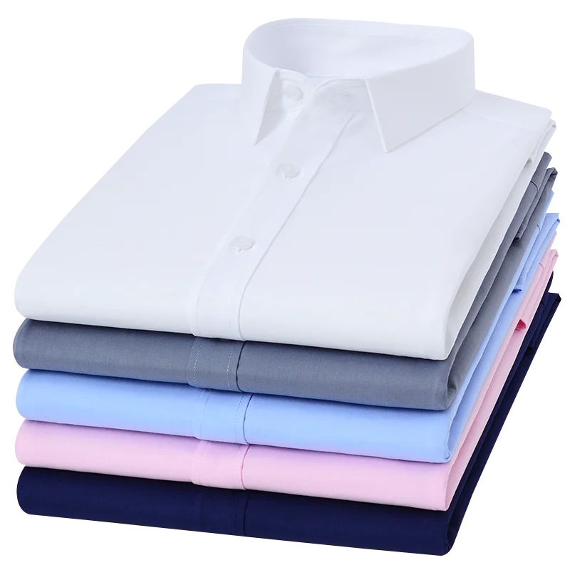 Men's Business Dress Shirt Bamboo Fibre Soft Long Sleeve Casual Non-Iron Regular Fit Solid Formal Quality Shirt for All Seasons