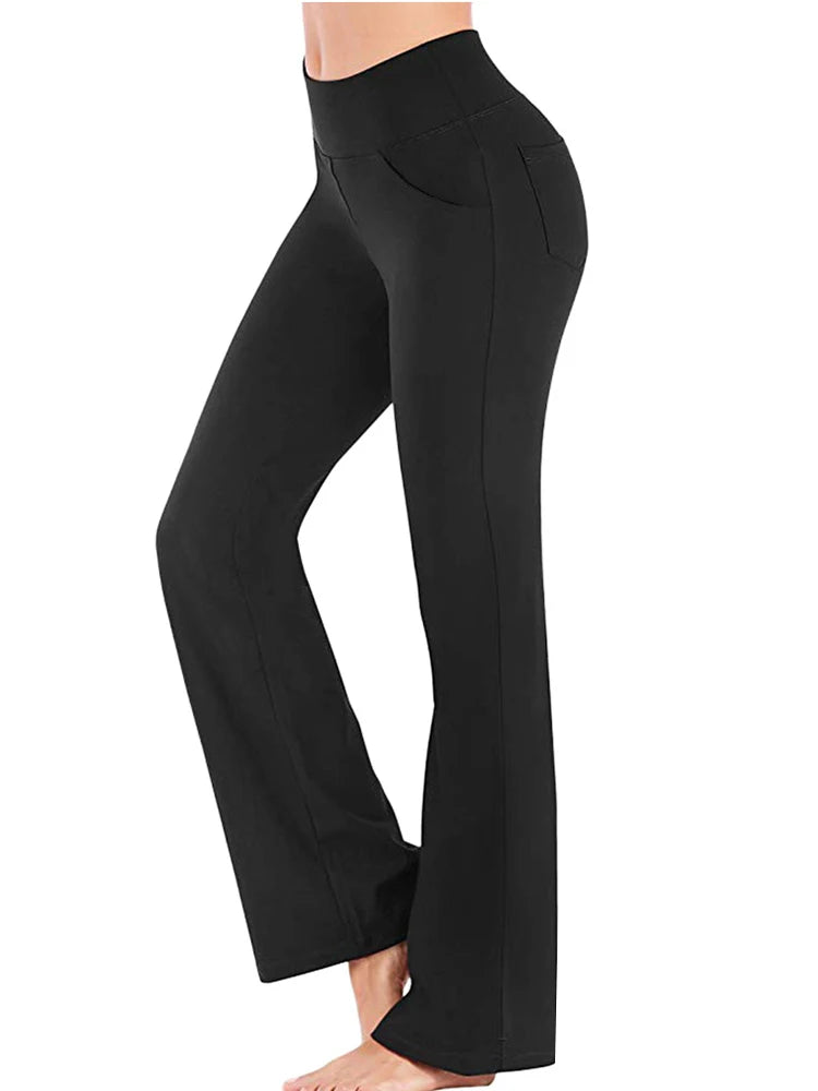 Elegant High-Waist Palazzo Pants for Women Flared Wide-Leg Trousers Solid Color OL Career Wear Killer Style Full-Length Polyester