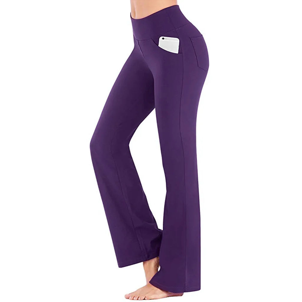 Elegant High-Waist Palazzo Pants for Women Flared Wide-Leg Trousers Solid Color OL Career Wear Killer Style Full-Length Polyester