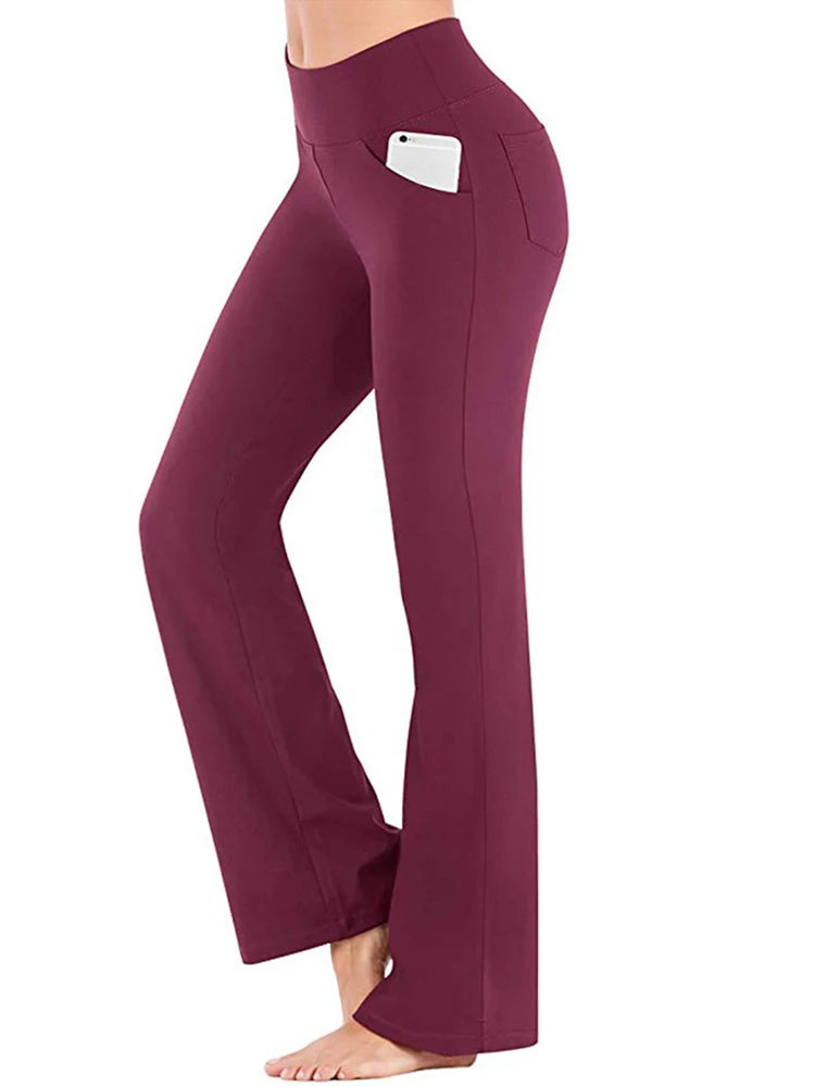 Elegant High-Waist Palazzo Pants for Women Flared Wide-Leg Trousers Solid Color OL Career Wear Killer Style Full-Length Polyester