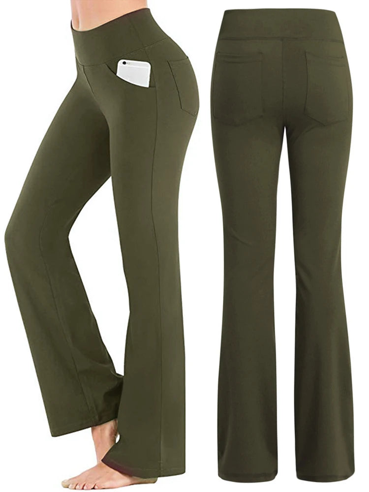 Elegant High-Waist Palazzo Pants for Women Flared Wide-Leg Trousers Solid Color OL Career Wear Killer Style Full-Length Polyester