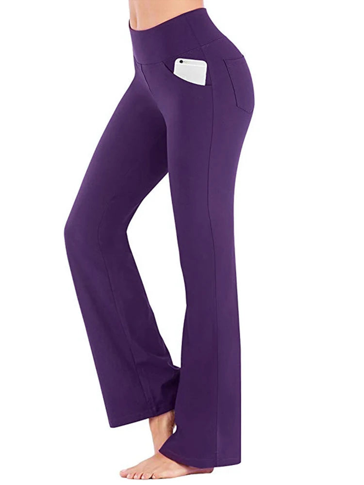 Elegant High-Waist Palazzo Pants for Women Flared Wide-Leg Trousers Solid Color OL Career Wear Killer Style Full-Length Polyester