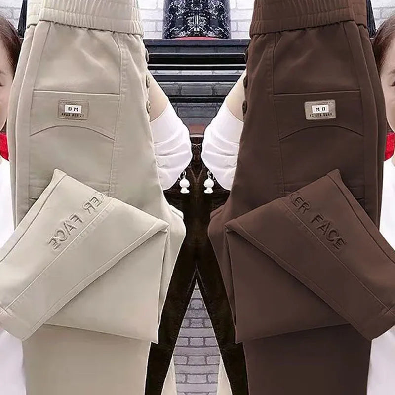 Women's High-Waist Elastic Denim Harem Pants Solid Colour Casual Trousers Spring Summer Fashion Simplicity Ankle-Length Polyester