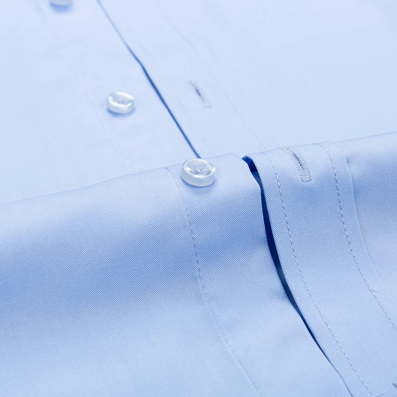 Men's Business Dress Shirt Bamboo Fibre Soft Long Sleeve Casual Non-Iron Regular Fit Solid Formal Quality Shirt for All Seasons