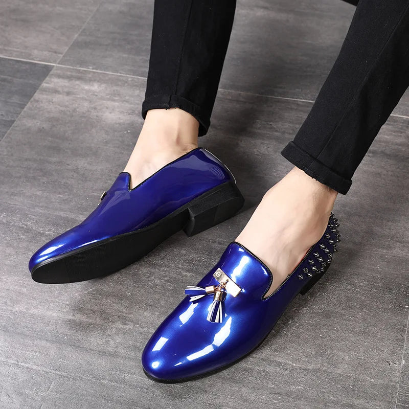 Men's Fashion Studded Leather Loafers Mocasines Scarpe Da Sera Dress Shoes Anti-Slip Shock-Absorbant Breathable Slip-On 2023