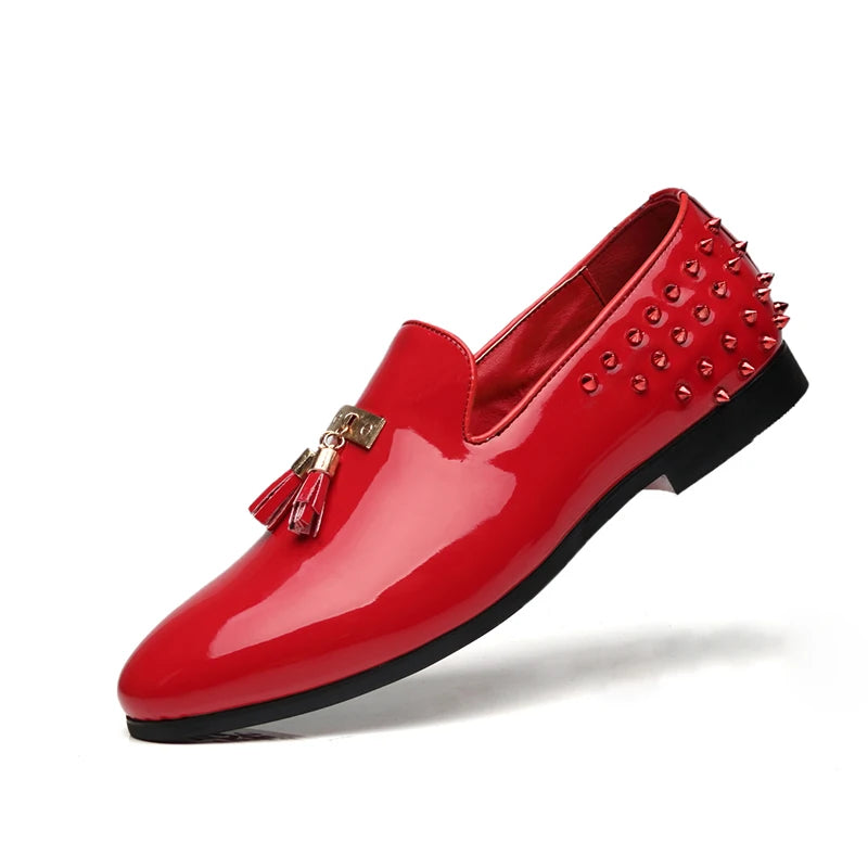 Men's Fashion Studded Leather Loafers Mocasines Scarpe Da Sera Dress Shoes Anti-Slip Shock-Absorbant Breathable Slip-On 2023