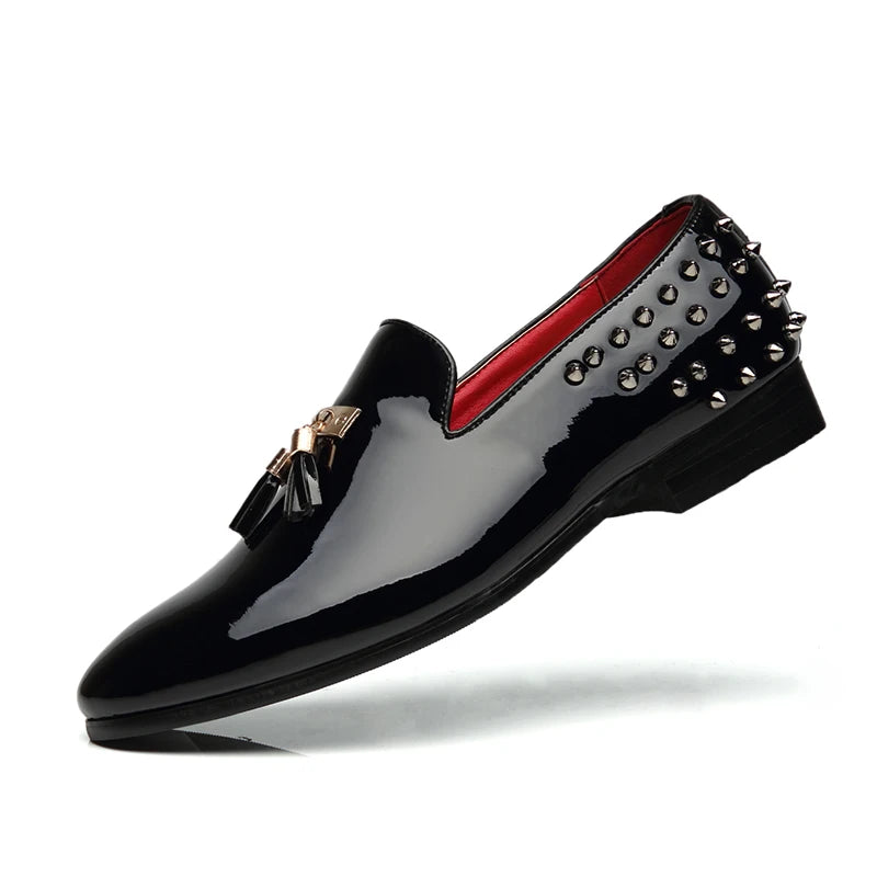Men's Fashion Studded Leather Loafers Mocasines Scarpe Da Sera Dress Shoes Anti-Slip Shock-Absorbant Breathable Slip-On 2023