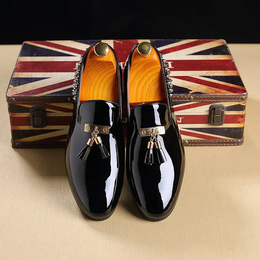 Men's Fashion Studded Leather Loafers Mocasines Scarpe Da Sera Dress Shoes Anti-Slip Shock-Absorbant Breathable Slip-On 2023
