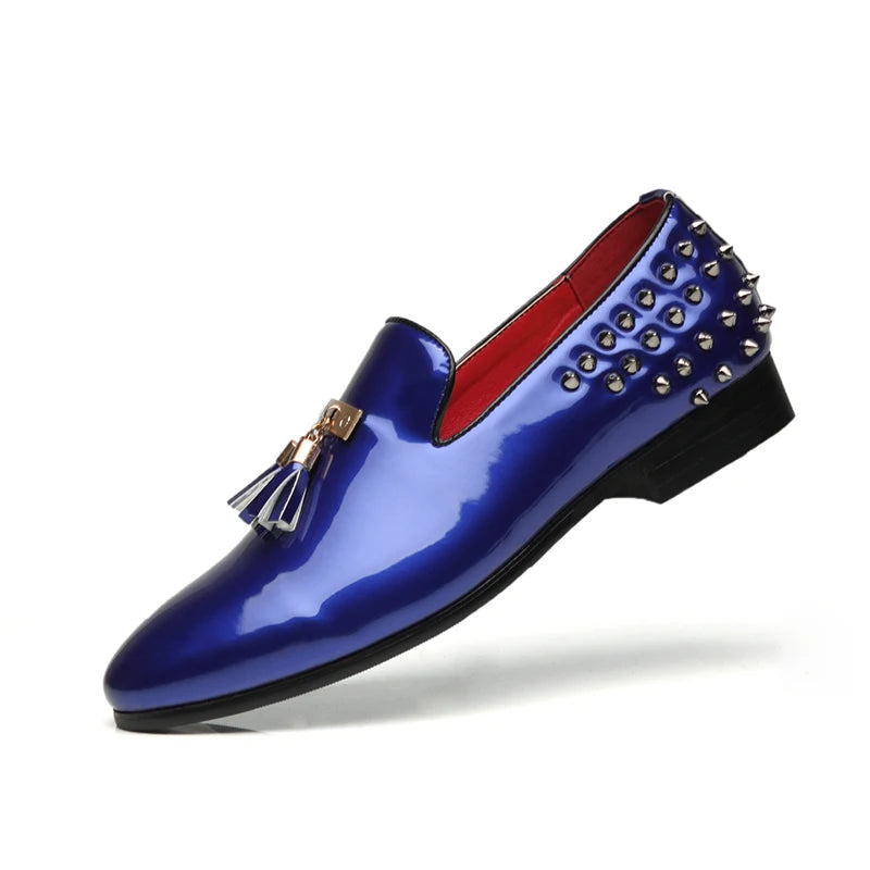 Men's Fashion Studded Leather Loafers Mocasines Scarpe Da Sera Dress Shoes Anti-Slip Shock-Absorbant Breathable Slip-On 2023