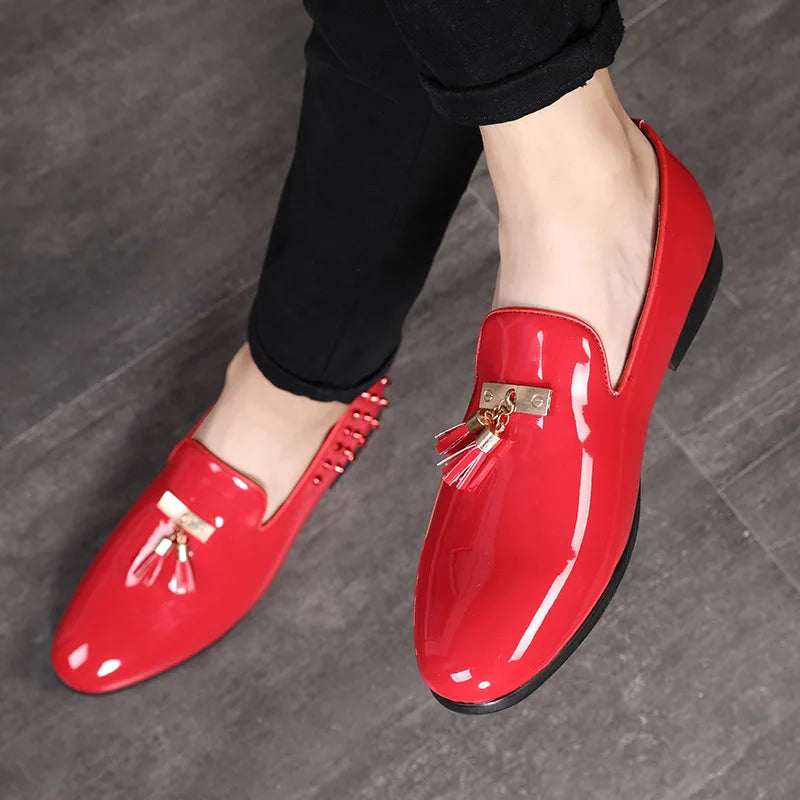 Men's Fashion Studded Leather Loafers Mocasines Scarpe Da Sera Dress Shoes Anti-Slip Shock-Absorbant Breathable Slip-On 2023