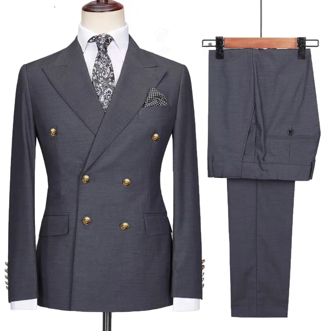 Men's Slim Fit Woollen Suit 2 Piece Set Casual Business Dress Blazer Jacket And Pants Ensemble Fashionable Male Outerwear