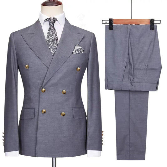 Men's Slim Fit Woollen Suit 2 Piece Set Casual Business Dress Blazer Jacket And Pants Ensemble Fashionable Male Outerwear