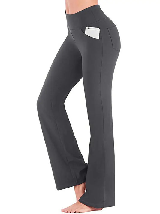 Elegant High-Waist Palazzo Pants for Women Flared Wide-Leg Trousers Solid Color OL Career Wear Killer Style Full-Length Polyester